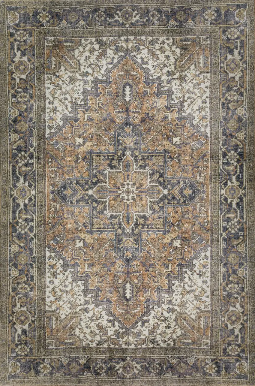Brown Oriental Distressed Non Skid Area Rug Photo 1