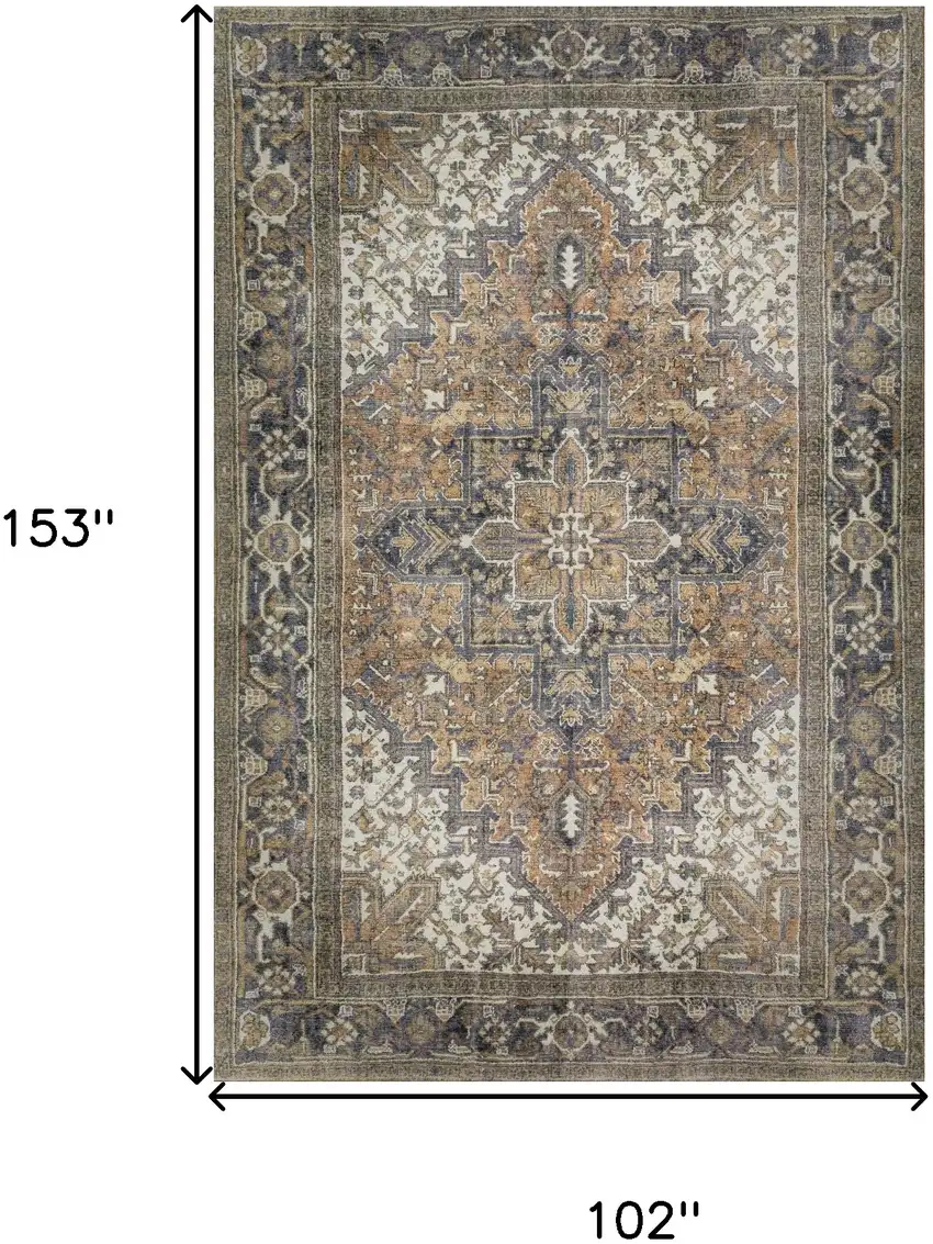 Brown Oriental Distressed Non Skid Area Rug Photo 7