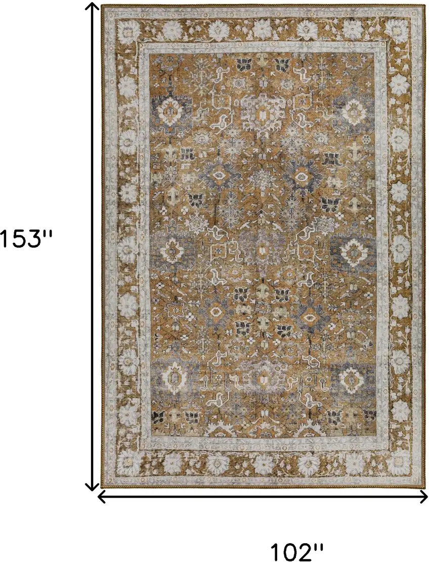 Brown Oriental Distressed Non Skid Area Rug Photo 9