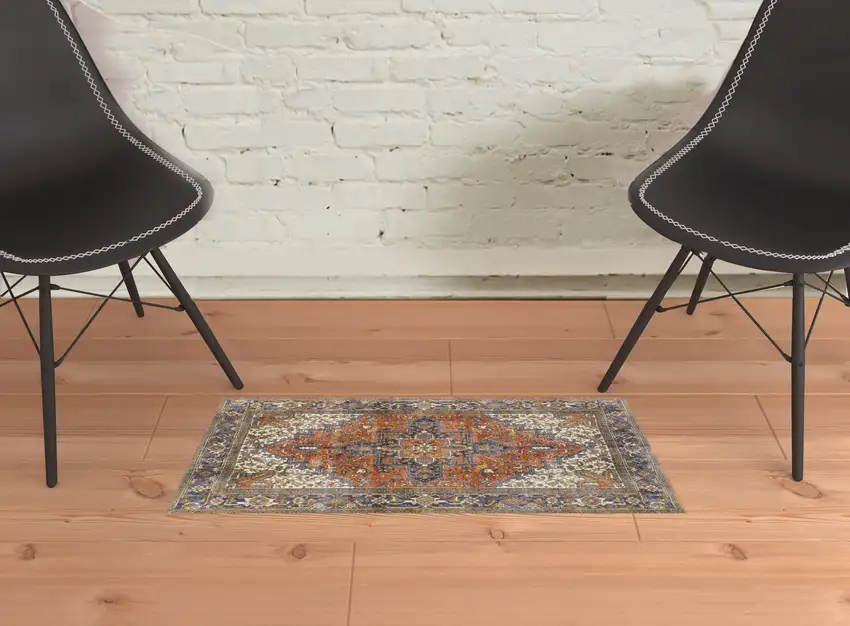 Brown Oriental Distressed Non Skid Area Rug Photo 2