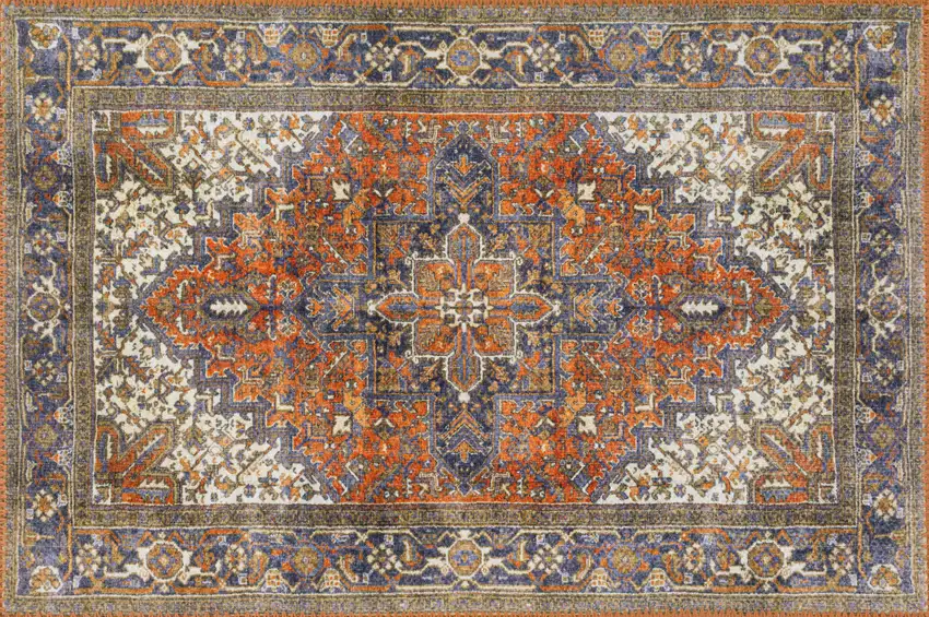 Brown Oriental Distressed Non Skid Area Rug Photo 1