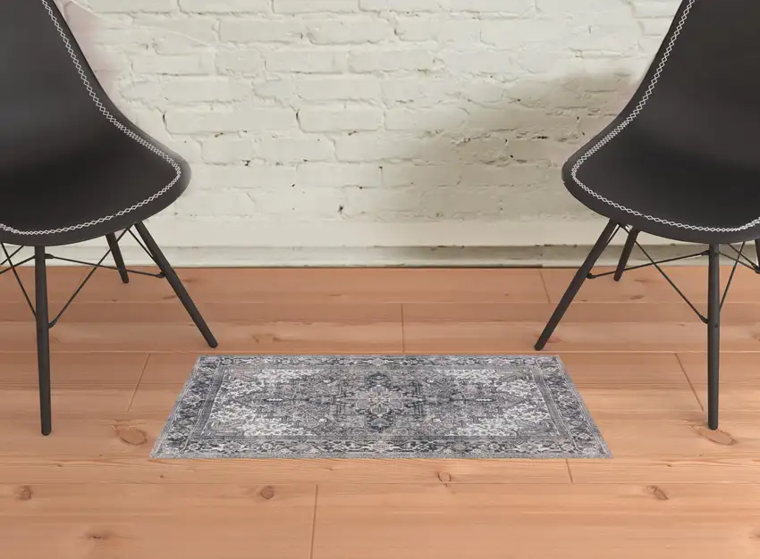Brown Oriental Distressed Non Skid Area Rug Photo 2