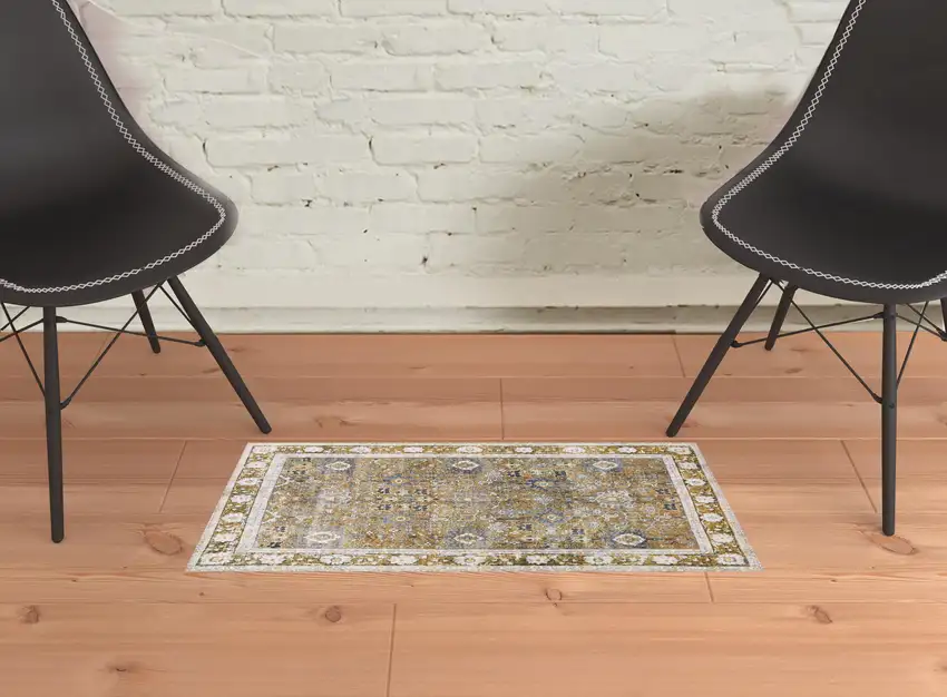 Brown Oriental Distressed Non Skid Area Rug Photo 2
