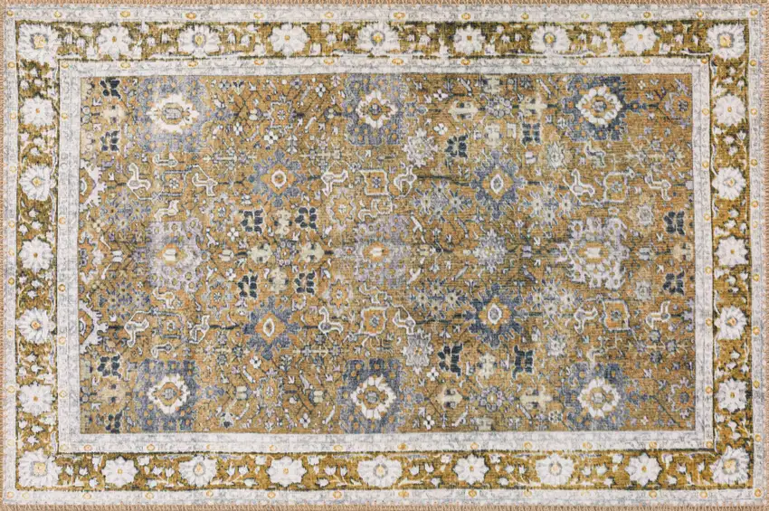 Brown Oriental Distressed Non Skid Area Rug Photo 1