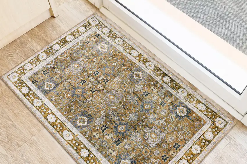 Brown Oriental Distressed Non Skid Area Rug Photo 4