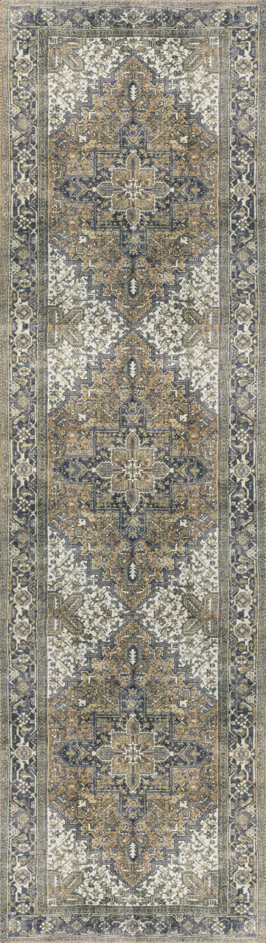2' X 8' Brown Oriental Distressed Non Skid Runner Rug Photo 5