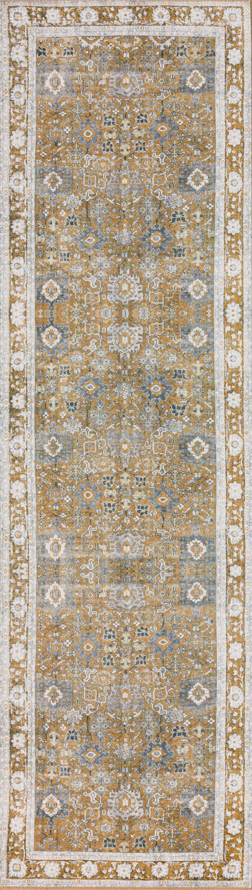 Brown Oriental Distressed Non Skid Runner Rug Photo 5