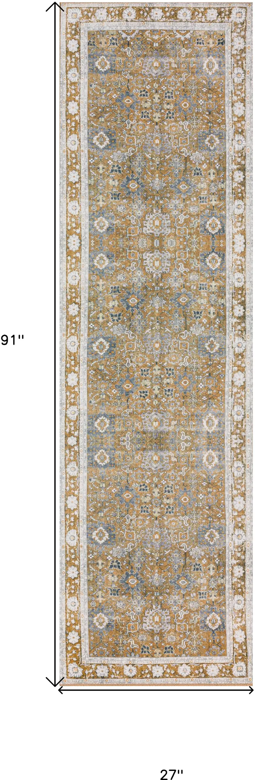 Brown Oriental Distressed Non Skid Runner Rug Photo 9