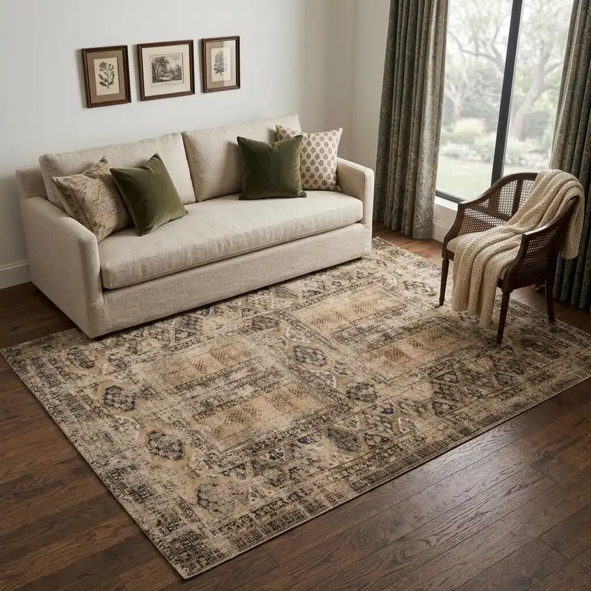 Brown Oriental Non Skid Area Rug Photo 1