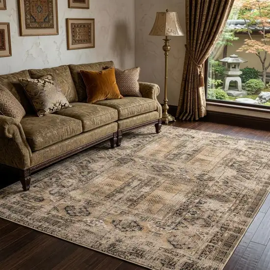 Brown Oriental Non Skid Area Rug Photo 1