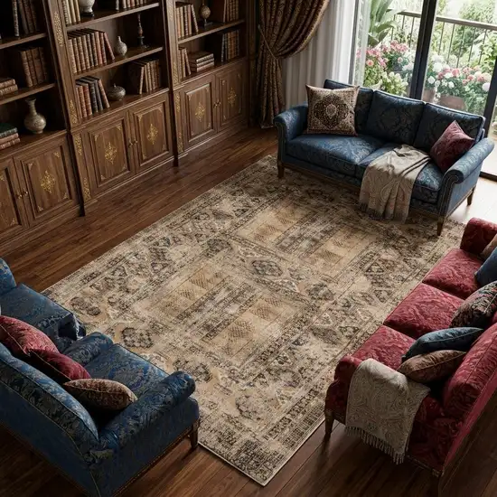 Brown Oriental Non Skid Area Rug Photo 1