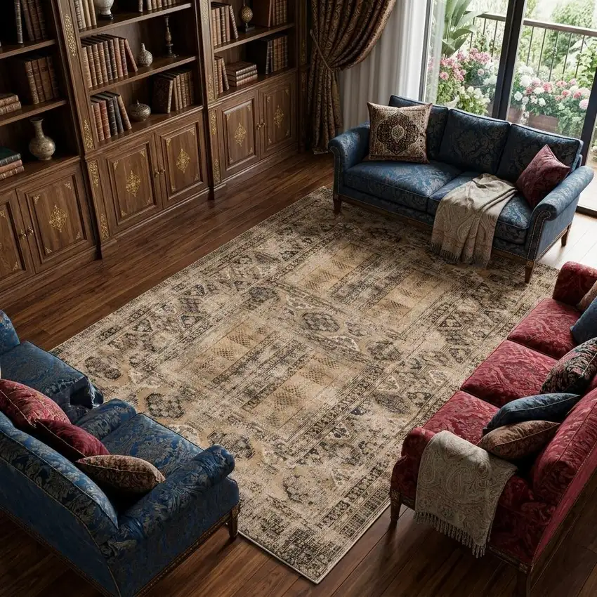 Brown Oriental Non Skid Area Rug Photo 1