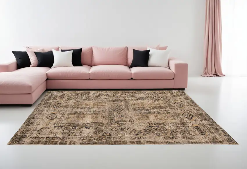 Brown Oriental Non Skid Area Rug Photo 1