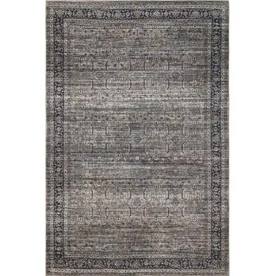 Brown Oriental Power Loom Distressed Area Rug Photo 4