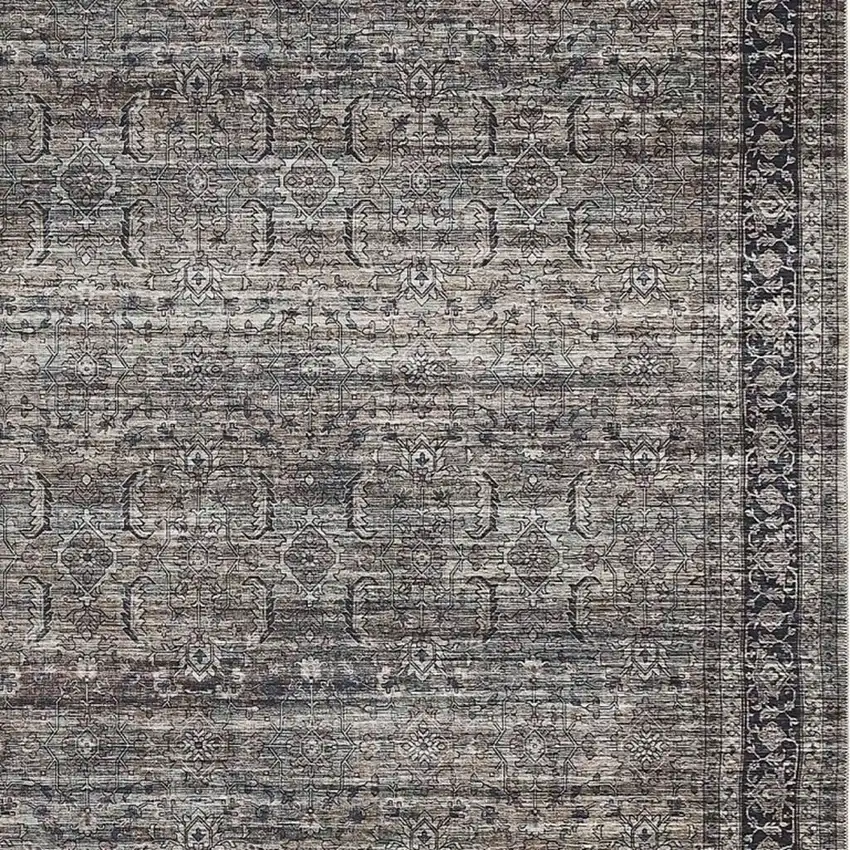 Brown Oriental Power Loom Distressed Area Rug Photo 3