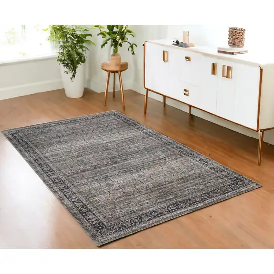 Brown Oriental Power Loom Distressed Area Rug Photo 1
