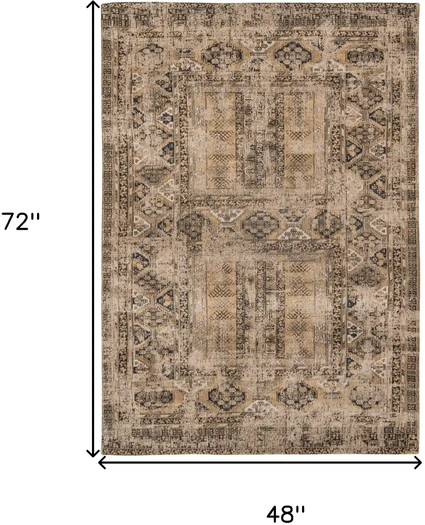 Brown Oriental Washable Area Rug Photo 5