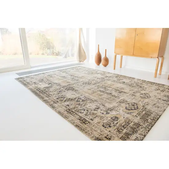 Brown Oriental Washable Area Rug Photo 4