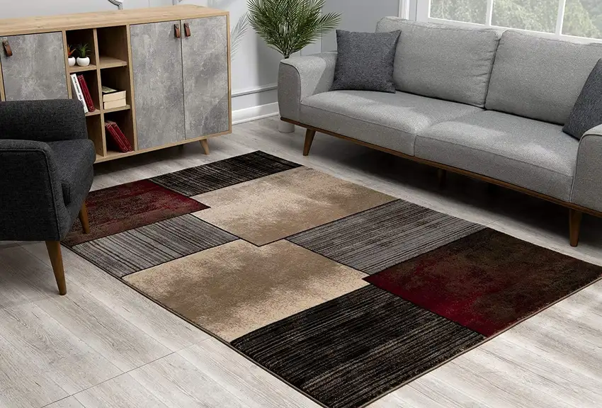 Brown Overlapped Blocks Area Rug Photo 8