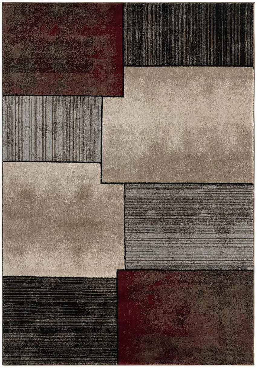 Brown Overlapped Blocks Area Rug Photo 1
