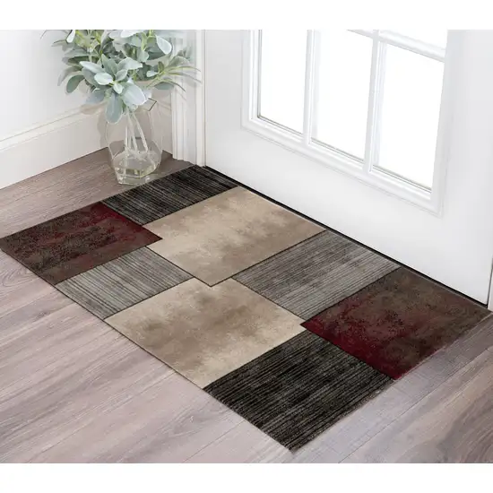 Brown Abstract Dhurrie Area Rug Photo 1