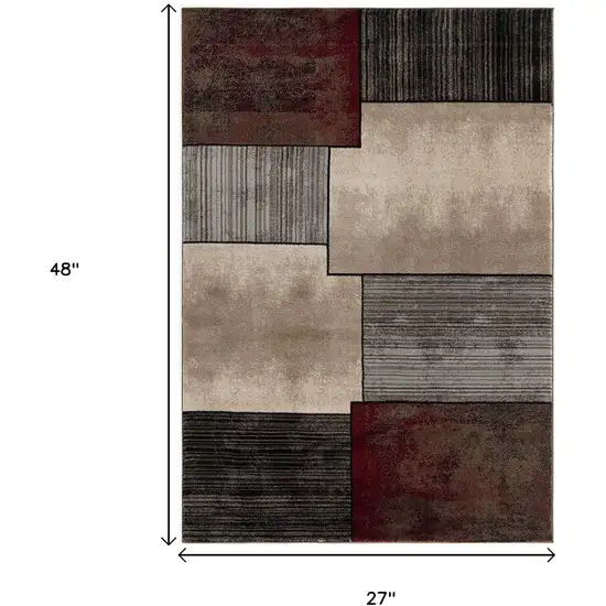 Brown Abstract Dhurrie Area Rug Photo 3