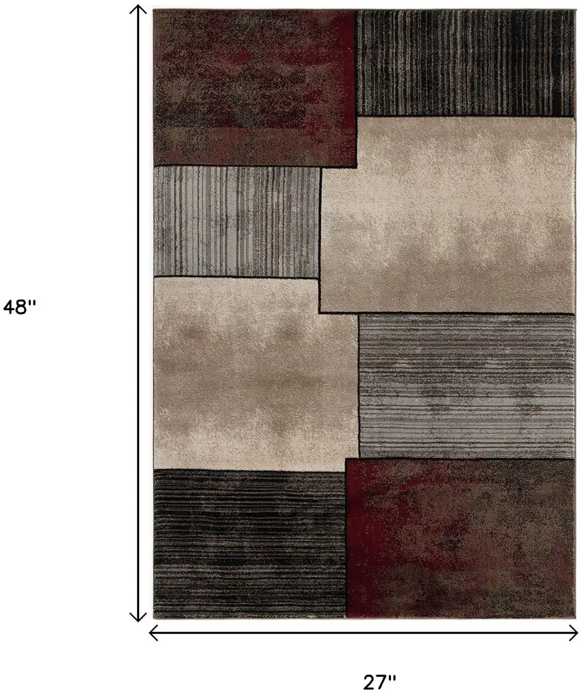 Brown Abstract Dhurrie Area Rug Photo 3