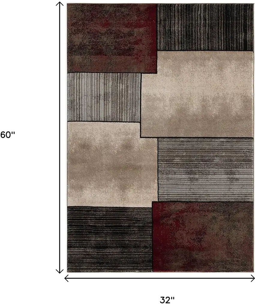 Brown Abstract Power Loom Area Rug Photo 3