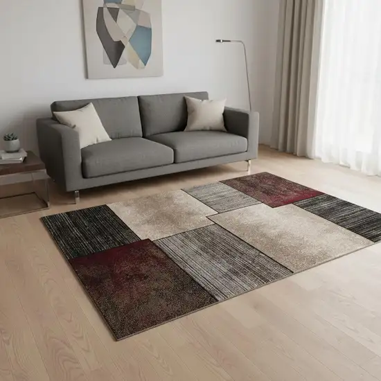 Brown Abstract Dhurrie Area Rug Photo 1