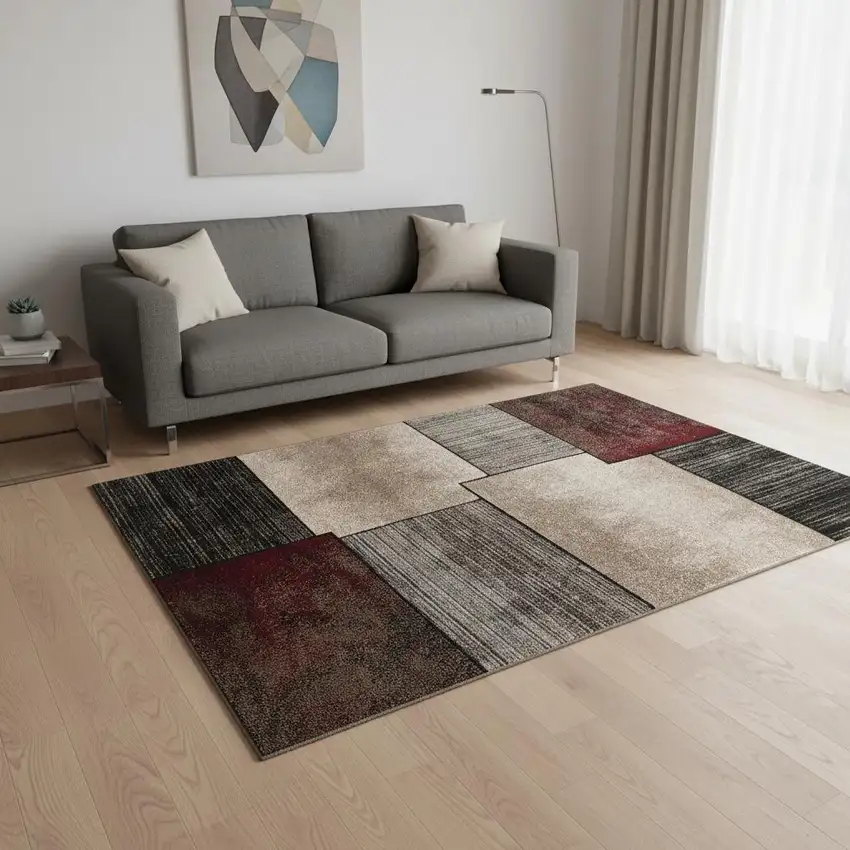 Brown Abstract Dhurrie Area Rug Photo 1