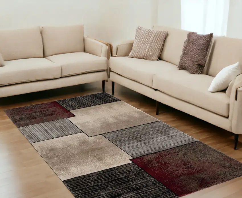 Brown Abstract Dhurrie Area Rug Photo 1