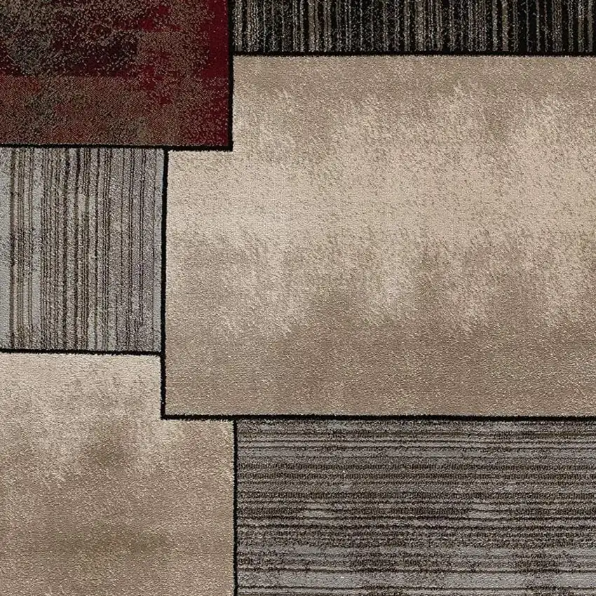 Beige And Brown Abstract Shag Area Rug Photo 4