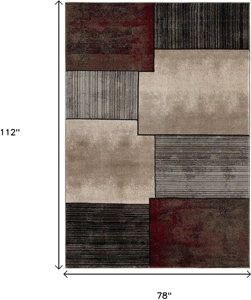 Beige And Brown Abstract Shag Area Rug Photo 3