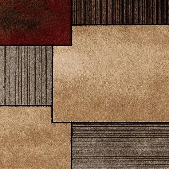 10' Beige And Brown Abstract Shag Runner Rug Photo 3