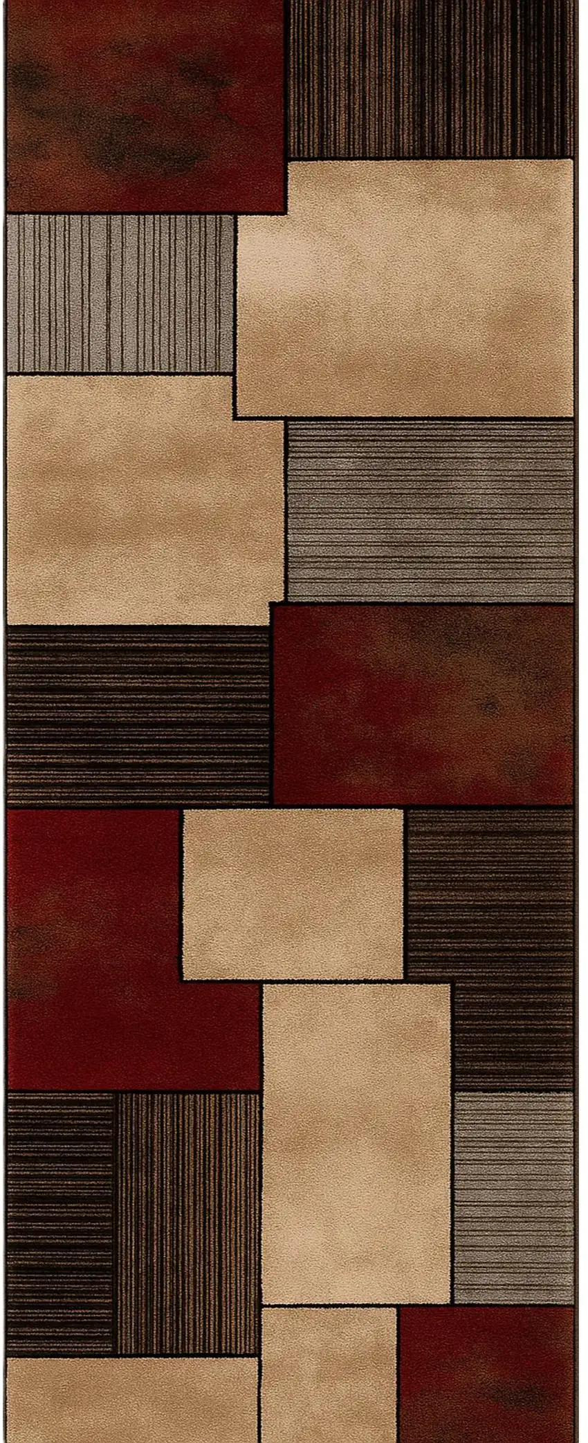10' Beige And Brown Abstract Shag Runner Rug Photo 1