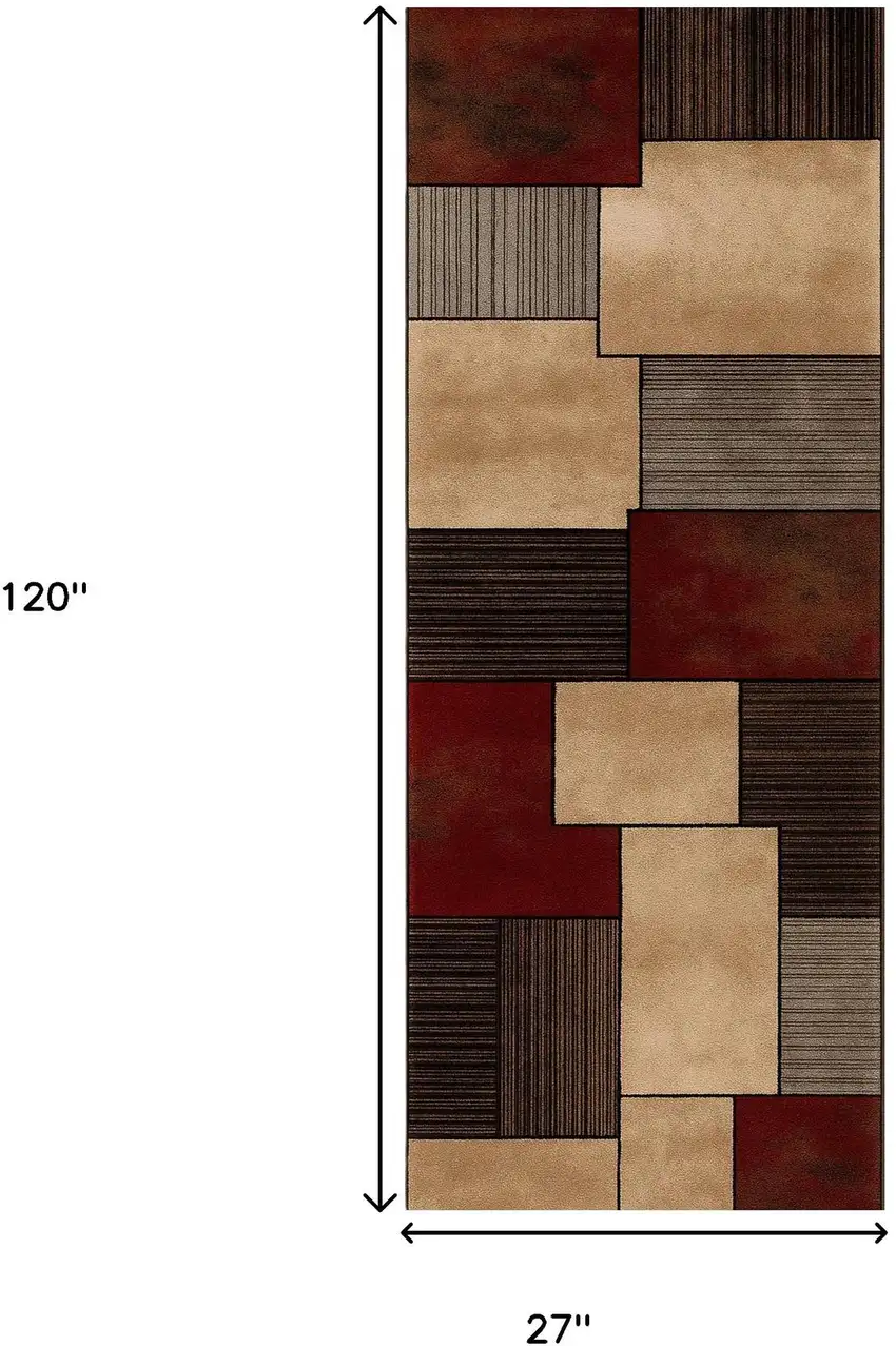 10' Beige And Brown Abstract Shag Runner Rug Photo 8