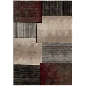 Photo of Brown Overlapped Blocks Runner Rug