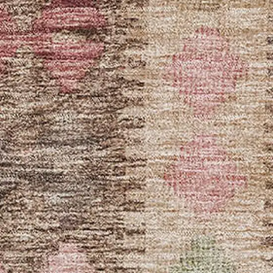 Brown Pink And Teal Geometric Washable Area Rug With UV Protection Photo 3