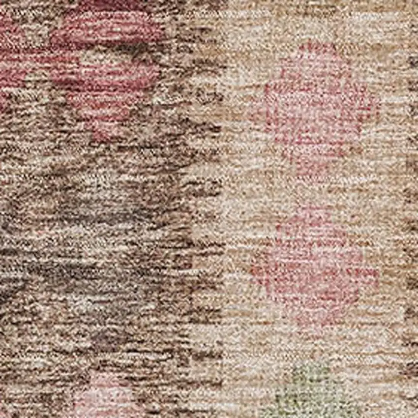 Brown Pink And Teal Geometric Washable Area Rug With UV Protection Photo 3