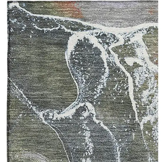 Brown Purple And Blue Abstract Washable Area Rug With UV Protection Photo 2