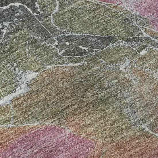 Brown Purple And Blue Abstract Washable Area Rug With UV Protection Photo 9