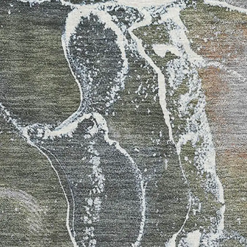 Brown Purple And Blue Abstract Washable Area Rug With UV Protection Photo 2