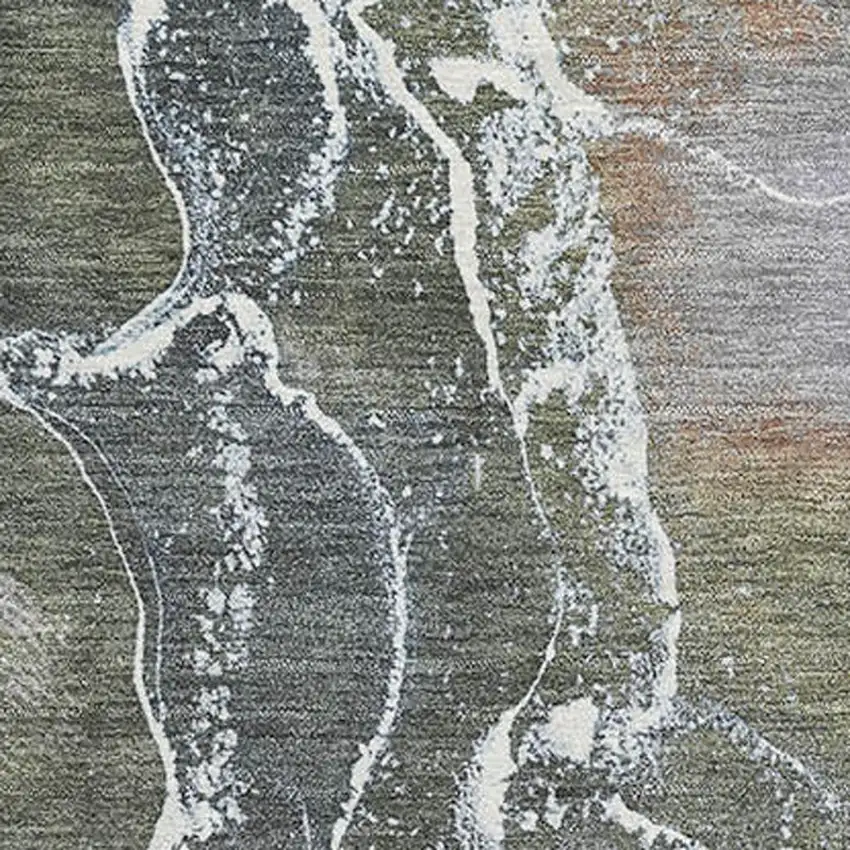 Brown Purple And Blue Abstract Washable Area Rug With UV Protection Photo 2