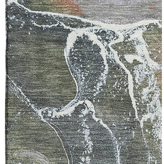 Brown Purple And Blue Abstract Washable Area Rug With UV Protection Photo 2