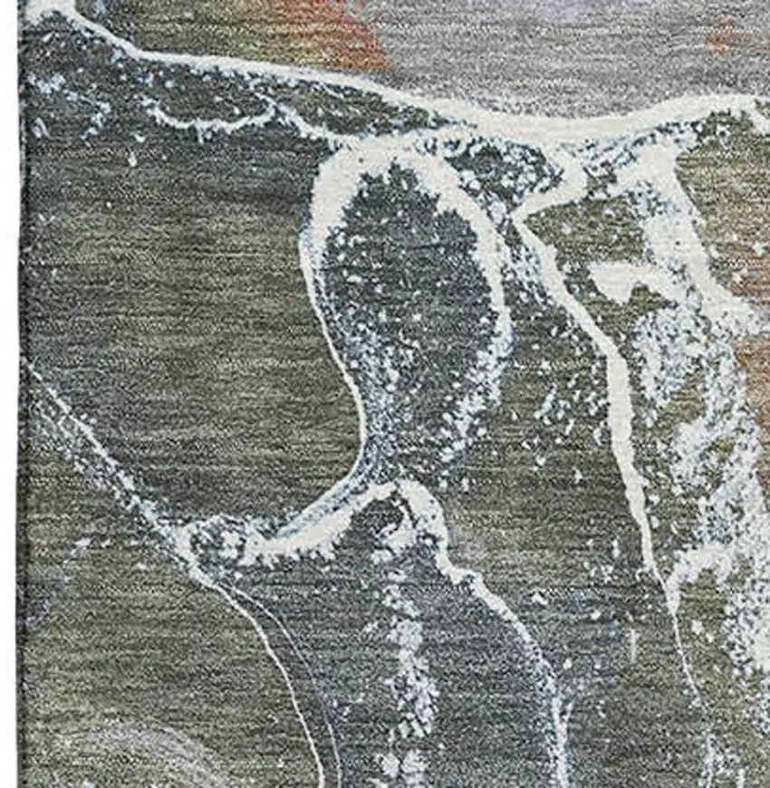 Brown Purple And Blue Abstract Washable Area Rug With UV Protection Photo 2