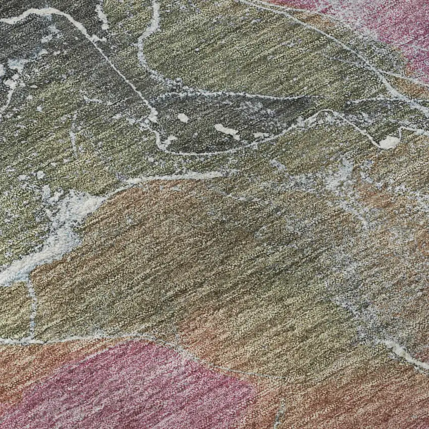 Brown Purple And Blue Abstract Washable Area Rug With UV Protection Photo 9