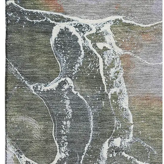 Brown Purple And Blue Abstract Washable Area Rug With UV Protection Photo 3