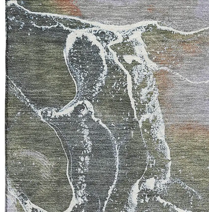 Brown Purple And Blue Abstract Washable Area Rug With UV Protection Photo 3