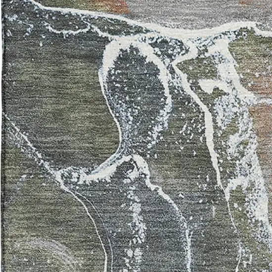 Brown Purple And Blue Abstract Washable Area Rug With UV Protection Photo 2