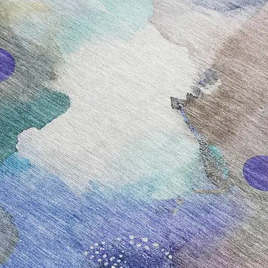 Brown Purple And Ivory Abstract Washable Indoor Outdoor Area Rug Photo 3